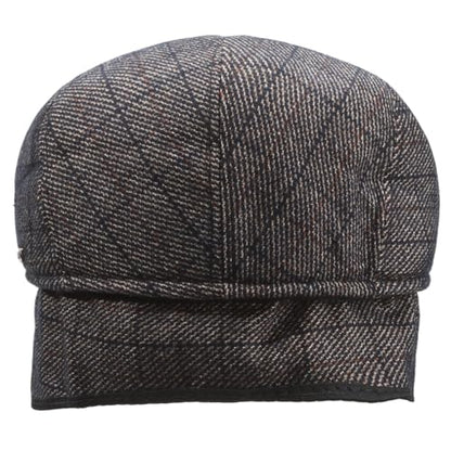 Men's Newsboy Hat with Earflaps Flat Ivy Caps Irish Cabbie Cap - color: Coffee Square