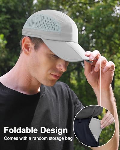 GADIEMKENSD Mens Folding Outdoor Hat Long Brim UPF 50+ Sun Protection - color: Folding Light Gray