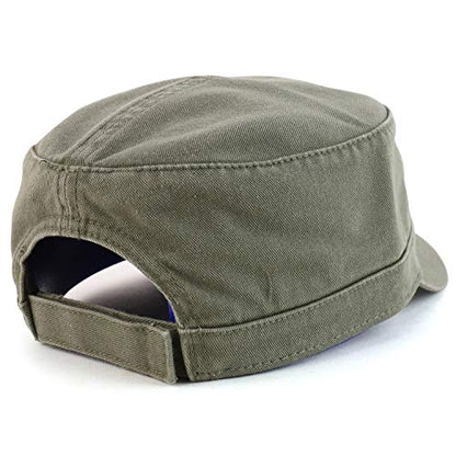 Trendy Apparel Shop Cotton Army Cap Military Flat Top Adjustable Baseball Cap - color: Olive