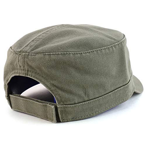 Trendy Apparel Shop Cotton Army Cap Military Flat Top Adjustable Baseball Cap - color: Olive