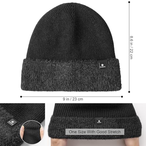 Ocatoma Beanie for Men Women Soft Knitted Cuffed Hat with Warm Lining - color: Wine Red