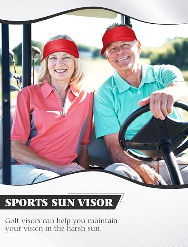 12 Pack Sun Visor Hats Softball Adjustable Cap Sun Protection for Women Men - color: Red