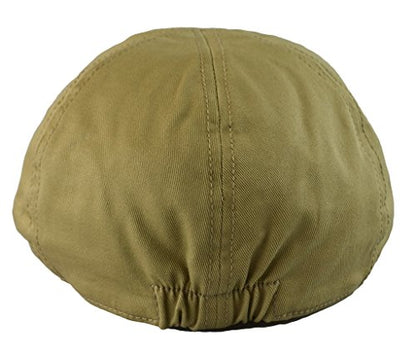 Men’s Flat Cap – 6 Panel Duckbill Ivy Hat, Lightweight Cotton Driving Cap with Elastic Band, Classic Newsboy Golf Hat - color: Khaki