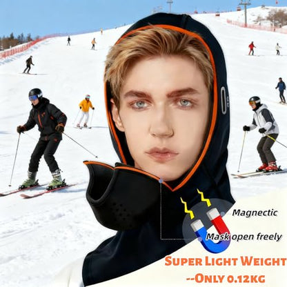 Magnetic Balaclava Ski Mask for Men/Women Windproof Face Cover Fleece Milk Silk Headgear for Snowboard Winter Motorcycle Openable