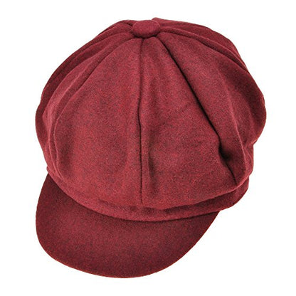 ZLYC Women Classic Newsboy Cap Visor 8 Panel Gatsby Cabbie Paperboy Hat - color: Burgundy