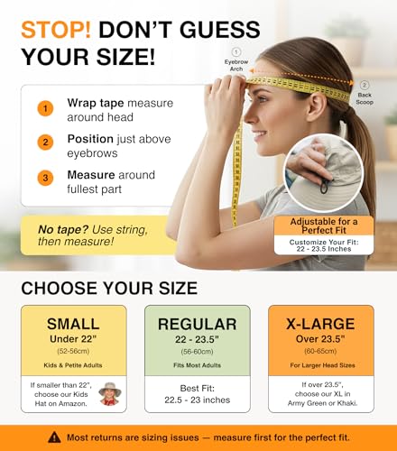 GearTOP Safari Hat for Men Sun Hats for Women UV Protection UPF 50+ Fishing, Gardening, Hiking Hat (22-23 1/2") - color: Beige Standard 1 Pack