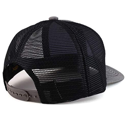 Trendy Apparel Shop Thinking Cap Washed Two Tone Trucker Baseball Cap - color: Heather Black