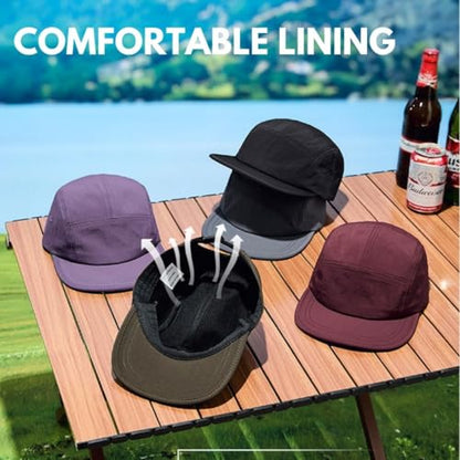 5 Panel Running Hat Waterproof Nylon Sun Hat Quick Dry Plain Baseball Cap for Men Women - color: Dark Gray