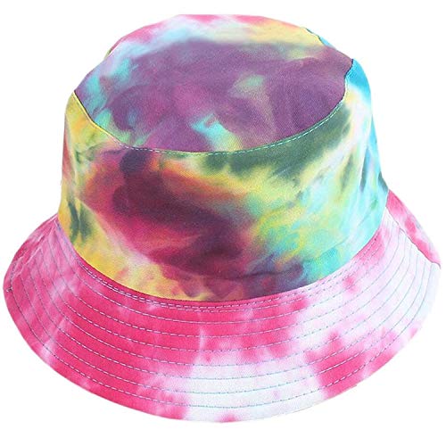 Tie Dye Bucket Hat Reversible Cotton Multicolored Fisherman Cap Packable Sun Hat - color: Multicolor a