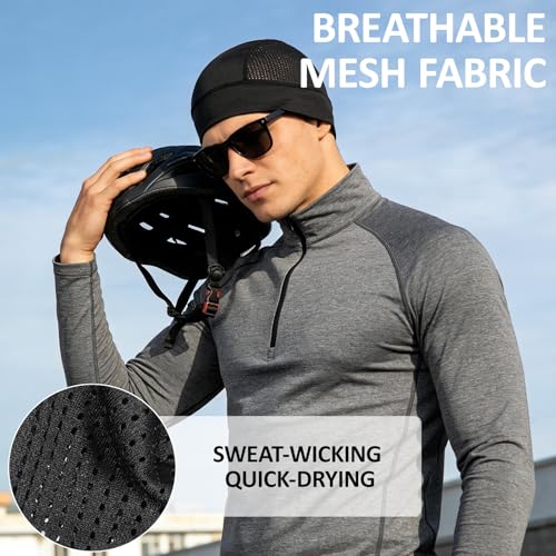 3 Pcs Breathable Mesh Skull Cap Helmet Liner Beanie Black