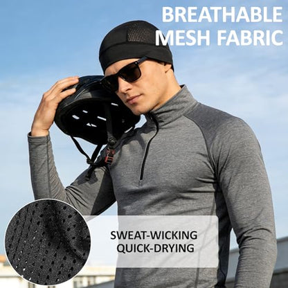 3 Pcs Breathable Mesh Skull Cap Helmet Liner Beanie Black