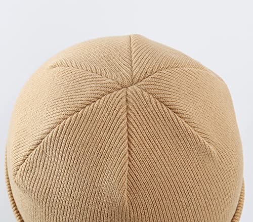 Home Prefer Mens Winter Hats Acrylic Knit Cuff Beanie Cap Warm Womens Beanie Hat - color: Khaki