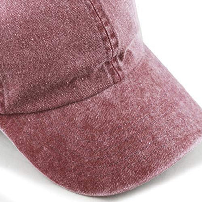 The Hat Depot 100% Cotton Pigment Dyed Low Profile Dad Hat Six Panel Cap - color: 1. Burgundy