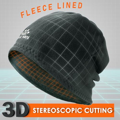 Lvaiz Winter Fleece Lined Beanie Hat for Men Women Reversible Skull Cap - color: Mixed Grey+grey