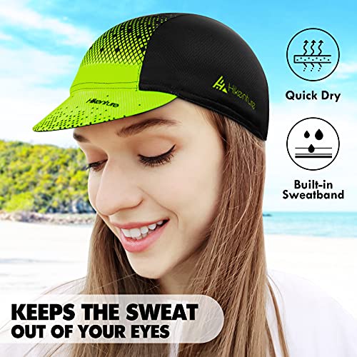 Hikenture Cycling Cap,Cooling Skull Cap Bike Hat with Sun Visor, Summer Breathable Helmet Liner Biking Cap for Men Women - color: Yellow