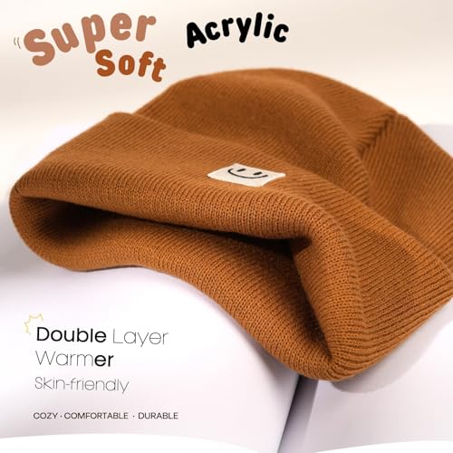 FURTALK Baby Beanie Toddler Winter Hat Boys Girls Kids Warm Knitted Cap - color: Camel+black, size: 6-36 Months