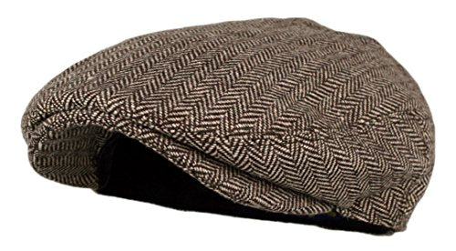 Wonderful Fashion Men's Classic Herringbone Tweed Wool Blend Newsboy Ivy Hat (Large/X-Large, Charcoal) - color: Brown, size: Small-Medium