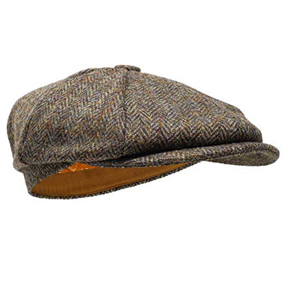 Lomond Newsboy Cap - 100% Handwoven Wool - Harris Tweed - Water Resistant - color: Classic Herringbone, size: Small