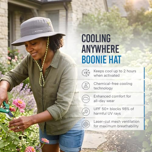 MISSION Cooling Anywhere Boonie Hat - Unisex Wide-Brim Hat for Men & Women - Cools Up to 2 Hours - UPF 50 Sun Protection - color: Charcoal