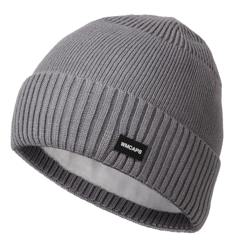 Wmcaps Fleece Lined Beanie Warm Winter Knit Hat for Men Women Cold Weather - color: Charcoal Gray