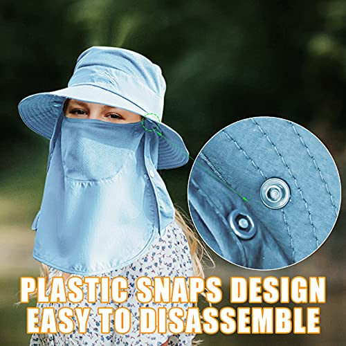 Fishing Hat for Men & Women, Sun Protection Hat with Face Cover & Neck Flap - color: Light Blue