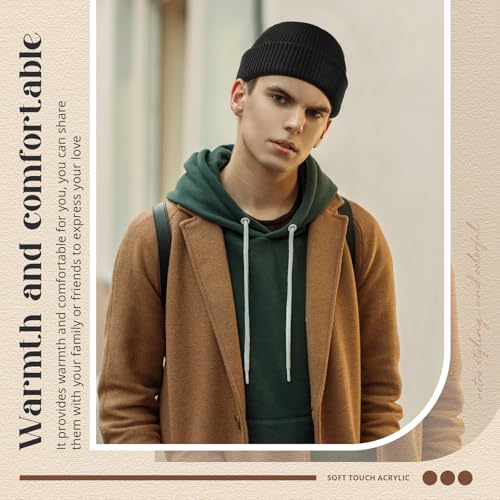 SATINIOR 4 Pieces Trawler Beanie Watch Hat Roll up Edge Skullcap Fisherman Beanie Unisex - color: Black, Light Gray, Khaki, Beige, size: One Size