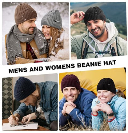 Wmcaps Winter Knitted Beanie for Men Women, Fleece Lined Warm Hat - color: Black-brown