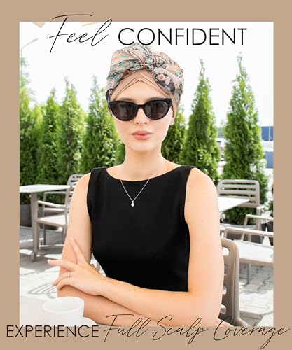 CAPLORD Chemo Headwrap for Women Turban Headwear for Cancer Patients Skull Cap Hair Loss Cover Lightweight Head Covering Hat - color: Beige Paisley