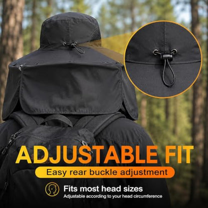 Sun Protection Hat with Neck Flap, Wide Brim Fishing Hat for Men and Women