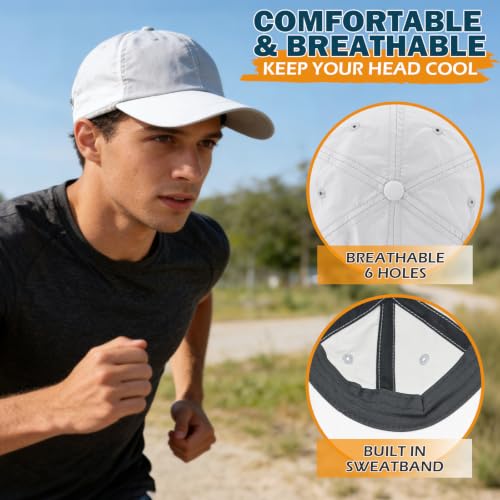 Baseball Sun Cap with Neck Flap, UPF 50+ Waterproof Sun Hat for Men Women - color: Light Grey