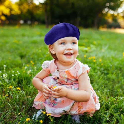 Wheebo Berets for Kids Wool French Beret Hats Artist Painter Hats for Little Girls Boys Solid Color Style - color: Sapphire