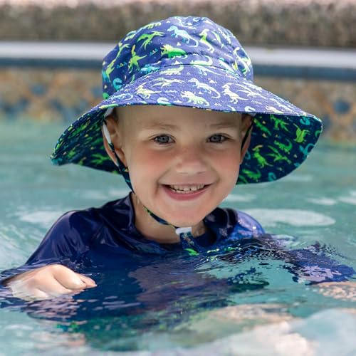 JAN & JUL Kids' Quick Dry Beach Bucket Sun-Hat for Swimming - color: Dinoland, size: 0-6 Months