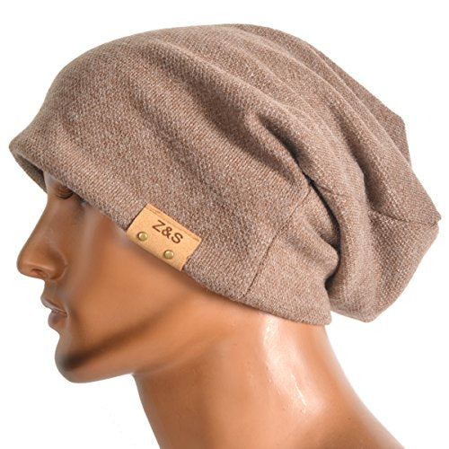 VECRY Men's Slouch Beanie Skull Cap Long Baggy Hip-Hop Winter Summer Hat - color: Brown