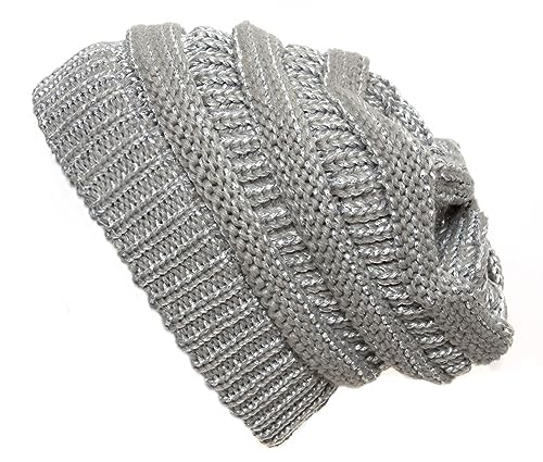 Gravity Threads Knit Soft Stretch Beanie Cap - color: Metallic Silver