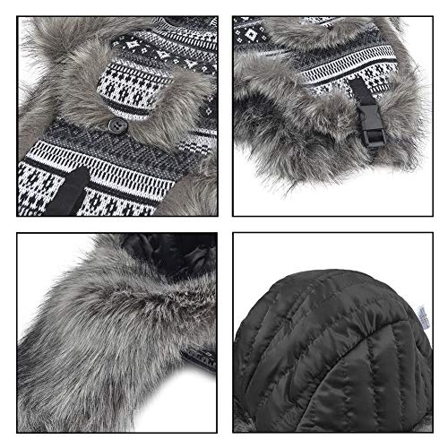Janey&Rubbins Russian Hat Fur Soviet Ushanka Cossack Winter Cap Earflap Snow Ski Headwear - color: Silver/Knitted, size: Medium