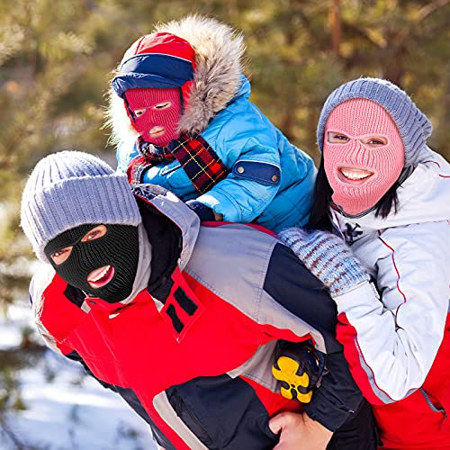 3 Hole Balaclava Ski Mask Cover Winter Knitted - color: Black, Pink, Rose Red