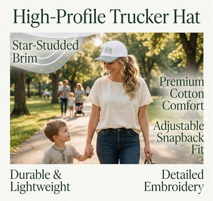 D&Y Retro 2-Tone Canvas Baseball Cap for Women - Funny Embroidered Distressed Snapback, Adjustable Cotton Dad Hat - color: Boy Mom-lt Blue