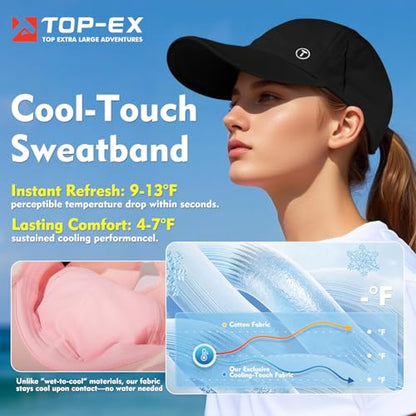 TOP-EX UPF 50+ Cooling High Ponytail Baseball Cap for Women - color: Pink, size: Large-X-Large