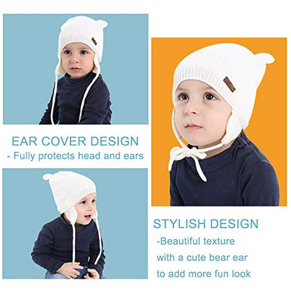 XIAOHAWANG Baby Hat Cute Bear Toddler Earflap Beanie Warm for Fall Winter - color: A-pink, size: 12-18 Months