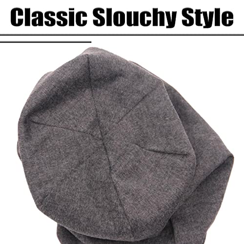 DOOVID Slouchy Beanie for Women Men Baggy Beanie Hats Casual Stretch Knit Hip-Hop Skull Caps - color: Purple