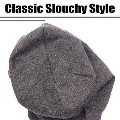 DOOVID Slouchy Beanie for Women Men Baggy Beanie Hats Casual Stretch Knit Hip-Hop Skull Caps - color: Purple