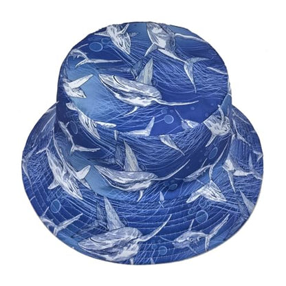 Shark Pattern Bucket Hat for Men Women, Reversible Double-Side-Wear Sun Hat, Packable Beach Fisherman Cap - color: Shark Pattern