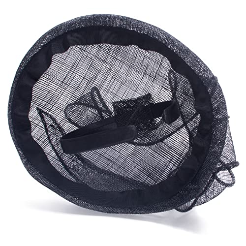 Lawliet Teardrop Womens Sinamay Fascinator Tam Beret Casque Cocktail Bridal Hat T442 - color: Black