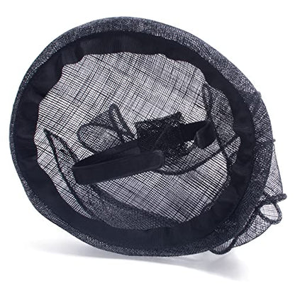 Lawliet Teardrop Womens Sinamay Fascinator Tam Beret Casque Cocktail Bridal Hat T442 - color: Black