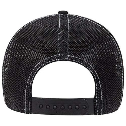 OTTO 6 Panel Low Profile Contrast Vertical Mesh Back Cap - color: Blk/Ch.gry/Blk