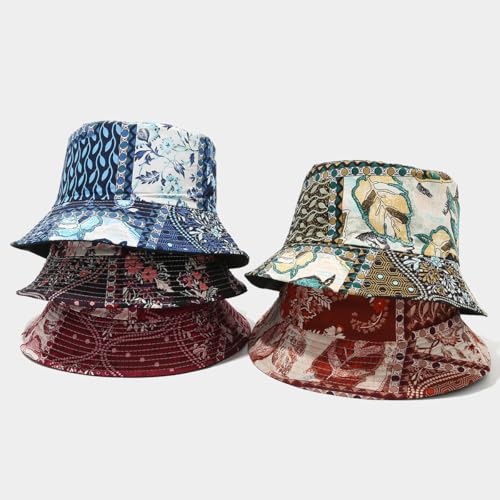 Quanhaigou Bucket Hats Unisex Summer Travel Beach Fisherman Cap for Men Women Teens - color: Bohemia Flower