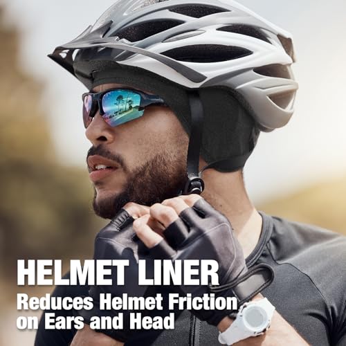 MELASA Cooling Skull Cap Helmet Liner with Ear Flaps, Breathable Mesh - color: Black & Camouflage Army Green