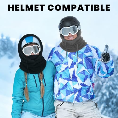 4 Pcs Winter Fleece Balaclava Ski Mask Glove Men Women - color: Black and Dark Gray