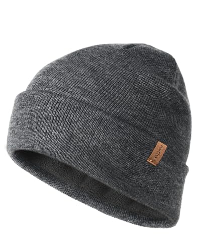 FURTALK Mens Winter Fleece Lined Knit Cuffed Beanie - color: Mix Grey
