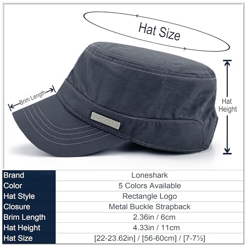 Loneshark Water Resistant Military Hat Quick Dry Cadet Cap Army Flat Top - color: Rectangle-logo-grey